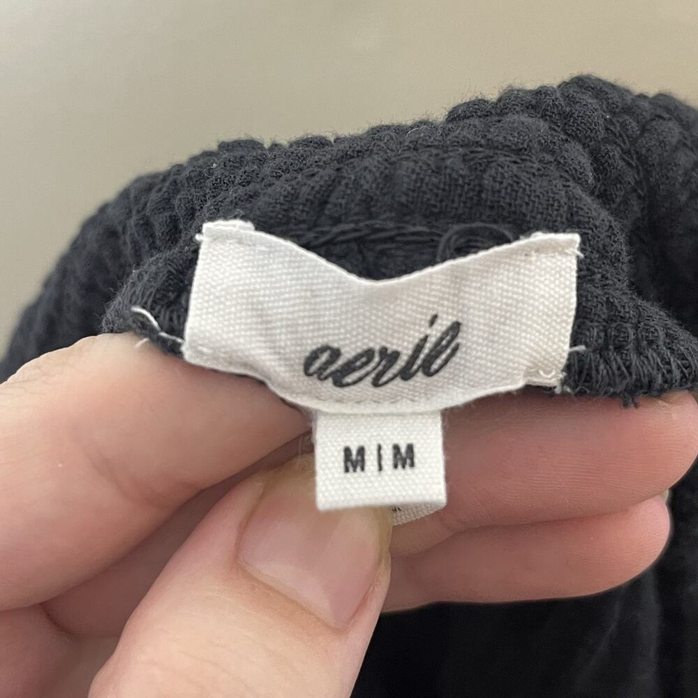 aerie Wide Leg Crinkle Pants in Black - Picture 8 of 12